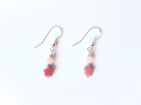 Set colier si cercei din rodonit, jad roz si turmalina roz [4]