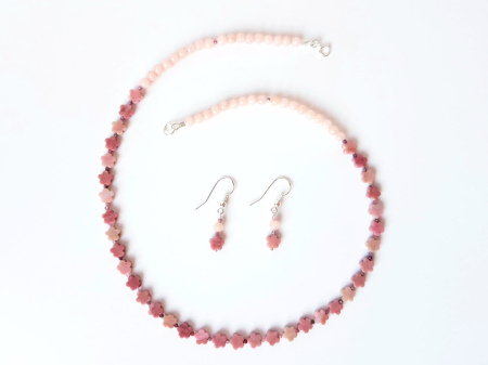Set colier si cercei din rodonit, jad roz si turmalina roz [1]