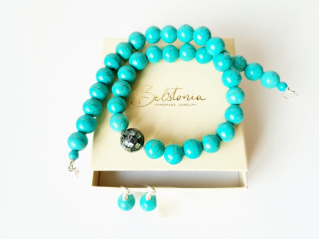 Set colier si cercei din turcoaz si scoica abalone [1]