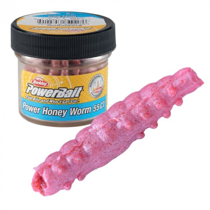Momeala Berkley PowerBait Honey Worm 2,5cm Bubblegum 25 bucati/borcan [1]