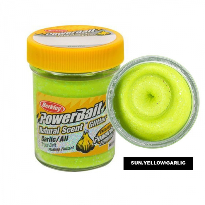 Momeala pentru păstrăv Berkley PowerBait Natural Scent Glitter - aroma usturoi, Chartreuse [1]