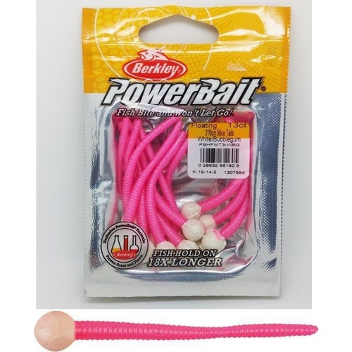 Momeala Berkley PowerBait Floating Mice Tails Original Scent, 8 cm,White/ Bubblegum, 13 bucati [2]