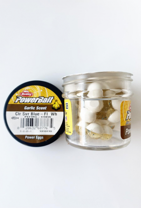 Momeala Berkley Powerbait Power Oua plutitoare transparente, aroma usturoi, Clear Silver Blue-Fl. White [2]