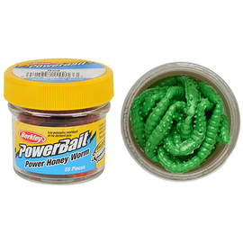 Momeala Berkley Powerbait Honey Worm 2,5cm Green Orange 55 bucati/borcan [3]