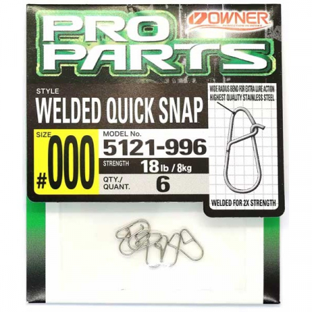 Agrafe - Agrafe rapide de pescuit Owner 5121 Welded Quick Snap, Marimea 000, 8 kg, 6buc./ plic
