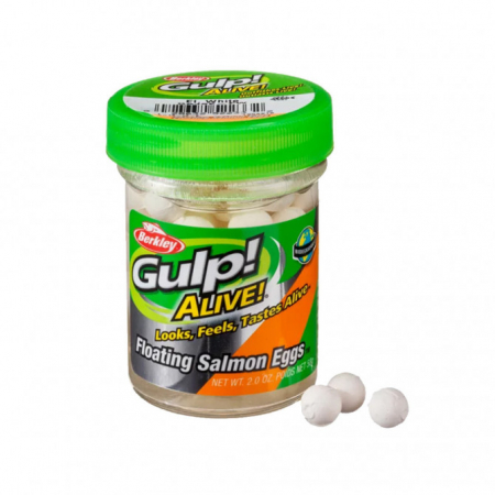 Pentru pastrav - Berkley Gulp! Alive! Floating Salmon Eggs, Original Scent, Fluorescent White, 25 bucati