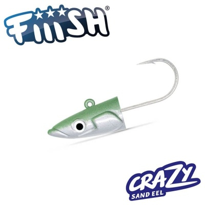 RAPITORI - Cap de Jig Fiiish Crazy Sand Eel No1 Jig Head 10g Off Shore - Pearl Green