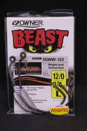 RAPITORI - Carlige de pescuit Owner 5130W-122 Beast Weigh cu cârlig Twistlock  dimensiune 12/0, 2 buc/ plic