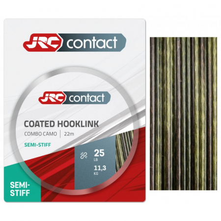 RAPITORI - Fir Textil pentru pescuit JRC Coated Hooklink Semi Stiff Braided Line, Combo Camo, 22m