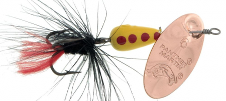 Pastrav - Lingurita rotativa Panther Martin Regular Fly Cooper Yellow/Black # 4