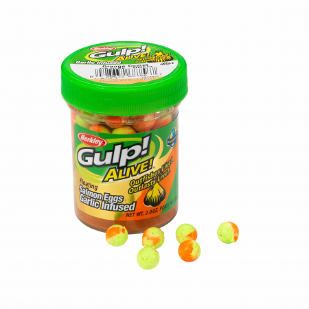 Pentru pastrav - Momeala Berkley Gulp! Floating Salmon Eggs aroma usturoi, Orange Comet, 25 bucati