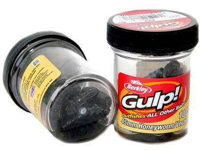 Pentru pastrav - Momeala Berkley Gulp! Honey Worm 3,3 cm Black 18 bucati/borcan