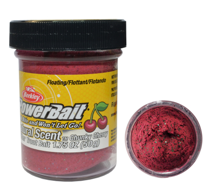 Pastrav - Momeala pentru păstrăv Berkley PowerBait Natural Scent Glitter - aroma fructe, Chunky Cherry
