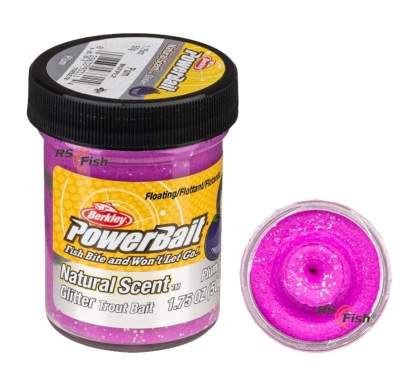 Pastrav - Momeala pentru păstrăv Berkley PowerBait Natural Scent Glitter - aroma fructe, Plum