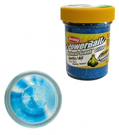 Pastrav - Momeala pentru păstrăv Berkley PowerBait Natural Scent Glitter - aroma usturoi, Neon Blue