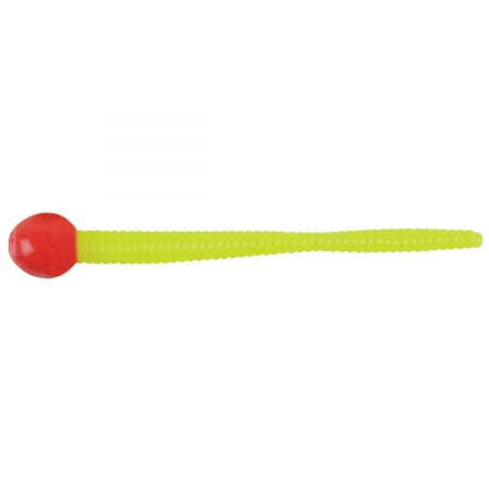 Naluci soft - Momeala Berkley PowerBait Floating Mice Tails Original Scent, 8 cm, Fluorescent Red/ Chartreuse, 13 bucati