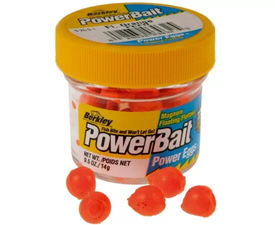 RAPITORI - Momeala Berkley PowerBait Power Eggs Floating Magnum Original Scent, Fluorescent Orange, 40 bucati