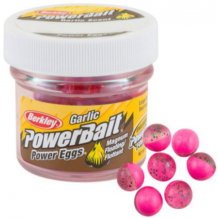 Momeala Berkley Powerbait Power Oua plutitoare transparente, aroma usturoi, Clear Green Purple-Pink [1]