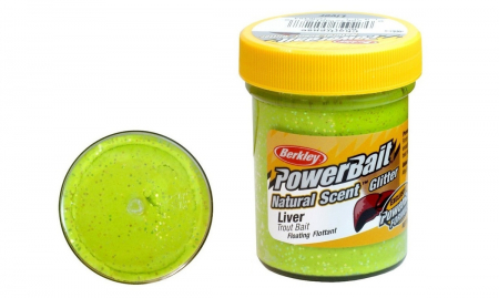 RAPITORI - Momeala pentru păstrăv Berkley PowerBait Natural Scent Glitter - aroma ficat