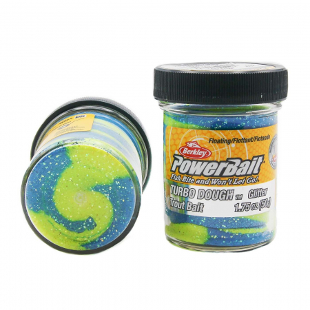 RAPITORI - Momeala pentru pastrav Berkley PowerBait Turbo Dough Glitter, Blue Neon