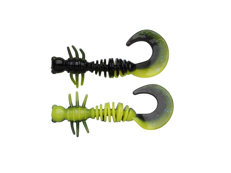 RAPITORI - Naluca Berkley Powerbait Power Curly Black/ Sunshine Yellow 4 cm, 12 bucati
