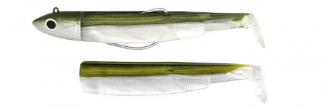 Shad - Naluca Fiiish Black Minnow No2 Combo: Jig Head 10g + 2 Lure Bodies 9cm - Kaki