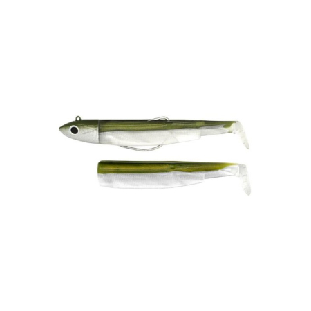 Shad - Naluca Fiiish Black Minnow No2 Combo: Jig Head 20g + 2 Lure Bodies 9cm - Kaki