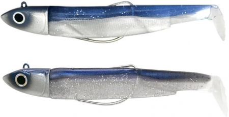 Shad - Naluca Fiiish Black Minnow No2 Double Combo Shad: 2 Jig Heads 10g + 2 Lure Bodies 9cm - Blue/Electric Blue