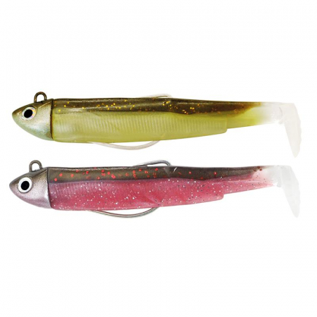 Pastrav - Naluca Fiiish Black Minnow No2 Double Combo Shad: 2 Jig Heads 8g + 2 Lure Bodies 9cm - Sparkling Brown/Pink