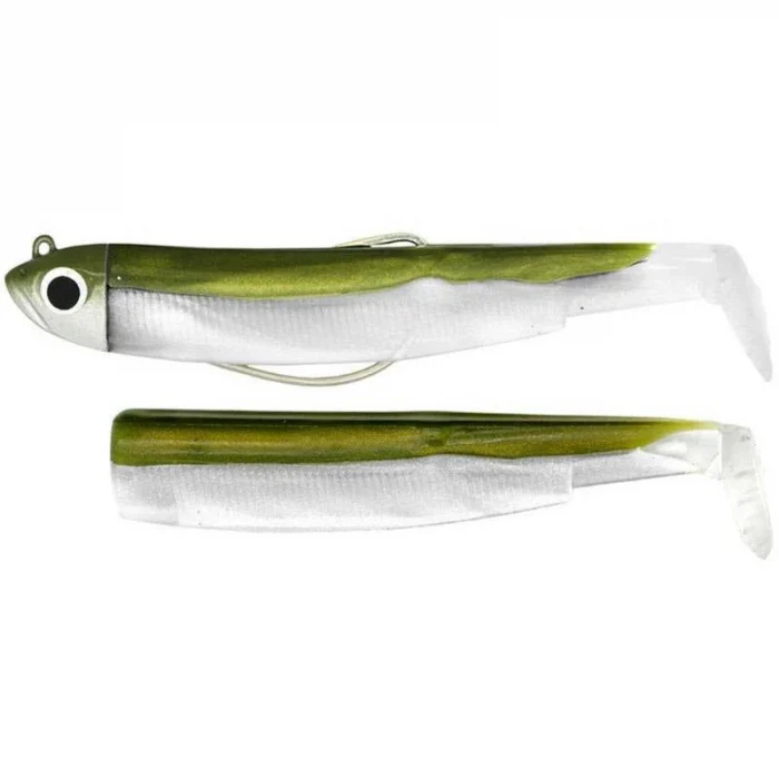 Shad - Naluca Fiiish Black Minnow No3 Combo: Jig Head 18g + 2 Lure Bodies 12cm - Kaki