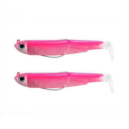 Pastrav - Naluca Fiiish Black Minnow No3 Double Combo Shad: 2 Jig Heads 12g + 2 Lure Bodies 12cm - Fluo Pink