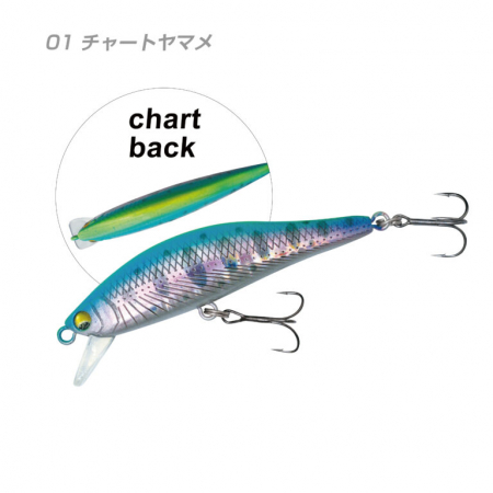 Naluci hard - Vobler Yamanami MYL01 A2 Minnow 52S  52 mm, 4.7g Culoare 01 - Chart Yamame