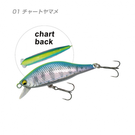 Yamanami - Vobler Yamanami MYL02 A2 Flat 45S  45mm, 4.2g Culoare 01 - Chart Yamame