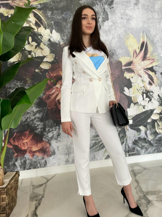 Compleu Dama Alb Elegant 2 Piese [5]