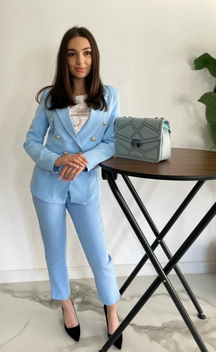 Compleu Dama Elegant Albastru Deschis 2 Piese [3]
