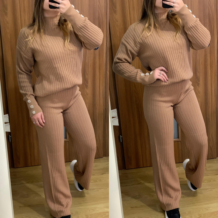 Compleu Dama Tricot Maro Evazat cu Accesorii [2]