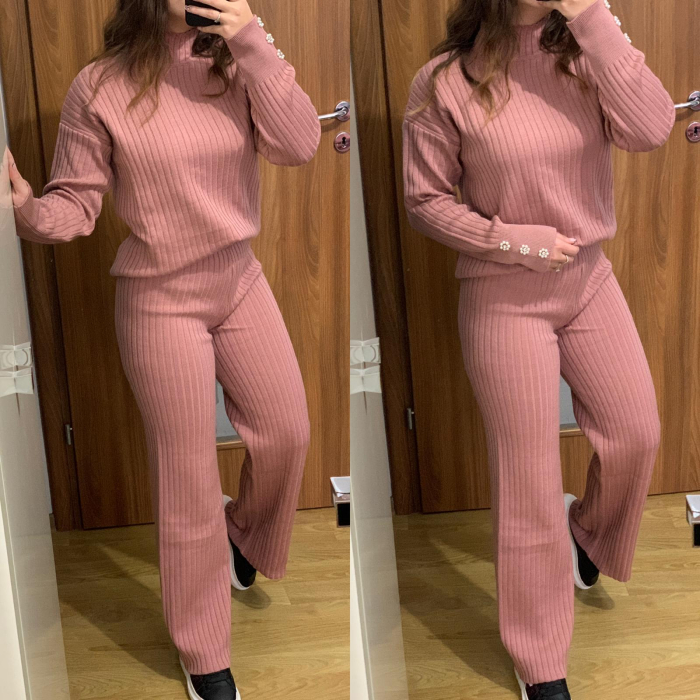 Compleu Dama Tricot Roz Pudra cu Accesorii [1]