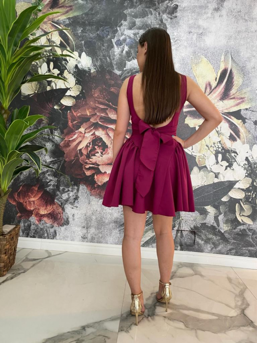 Rochie Dama Magenta cu Fundă la Spate [4]