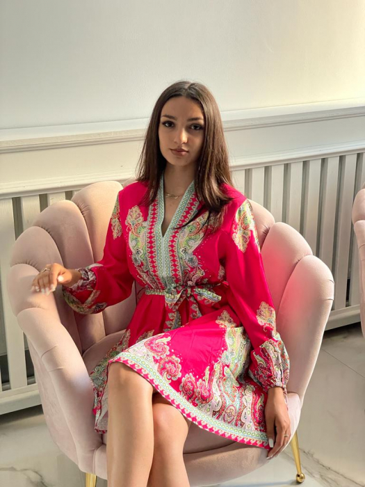 Rochie Dama Roz cu Imprimeu [2]
