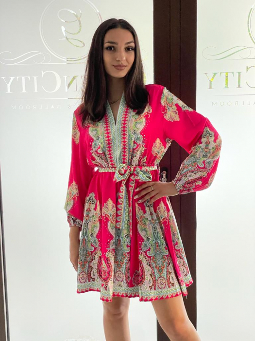 Rochie Dama Roz cu Imprimeu [3]