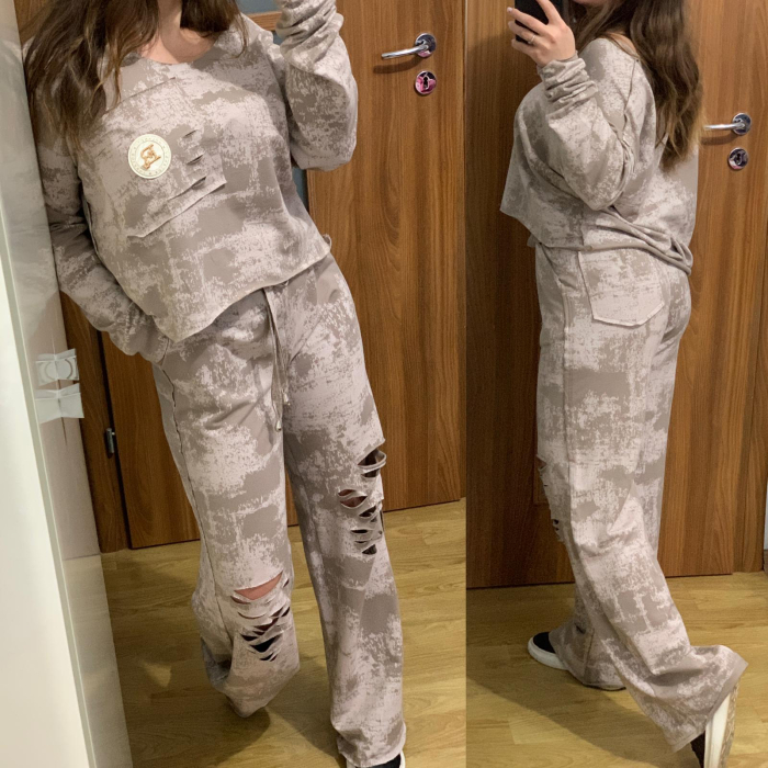 Trening Dama Bumbac Bej cu Model [2]