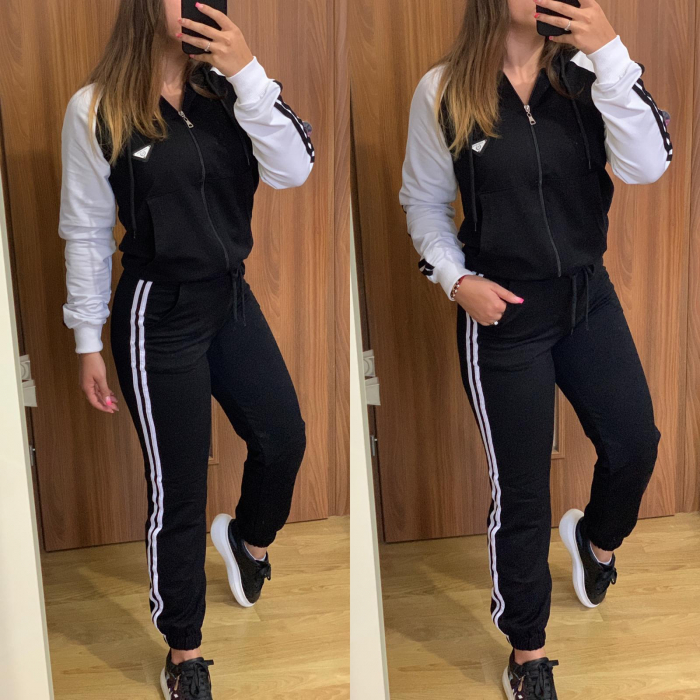 Trening Dama Negru/Alb cu Fermoar [3]