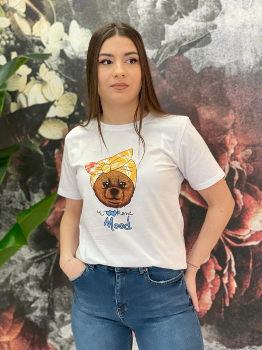 Tricou Damă Alb cu Imprimeu Colorat [2]