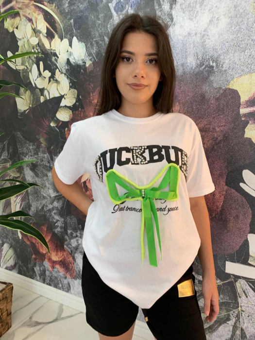 Tricou Dama Alb cu Imprimeu si Accesorii 3D [2]