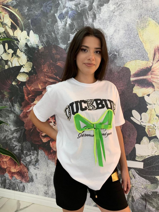 Tricou Dama Alb cu Imprimeu si Accesorii 3D [3]