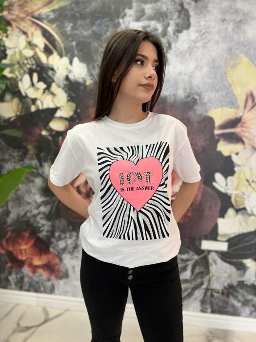 Tricou Dama Bumbac Alb cu Imprimeu [4]