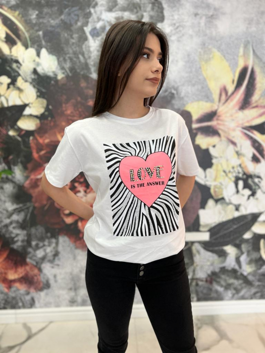 Tricou Dama Bumbac Alb cu Imprimeu [3]