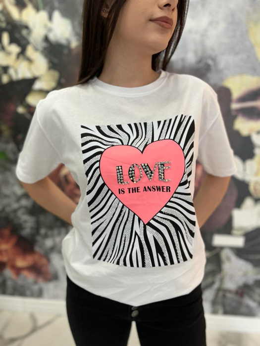 Tricou Dama Bumbac Alb cu Imprimeu [2]