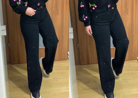 Blugi evazati elastici full pietre