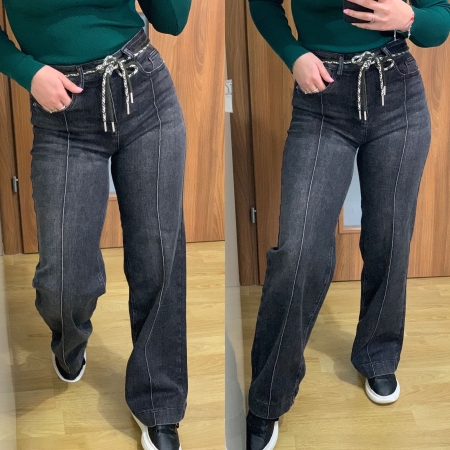 NOUTATI - Blugi evazati elastici gri